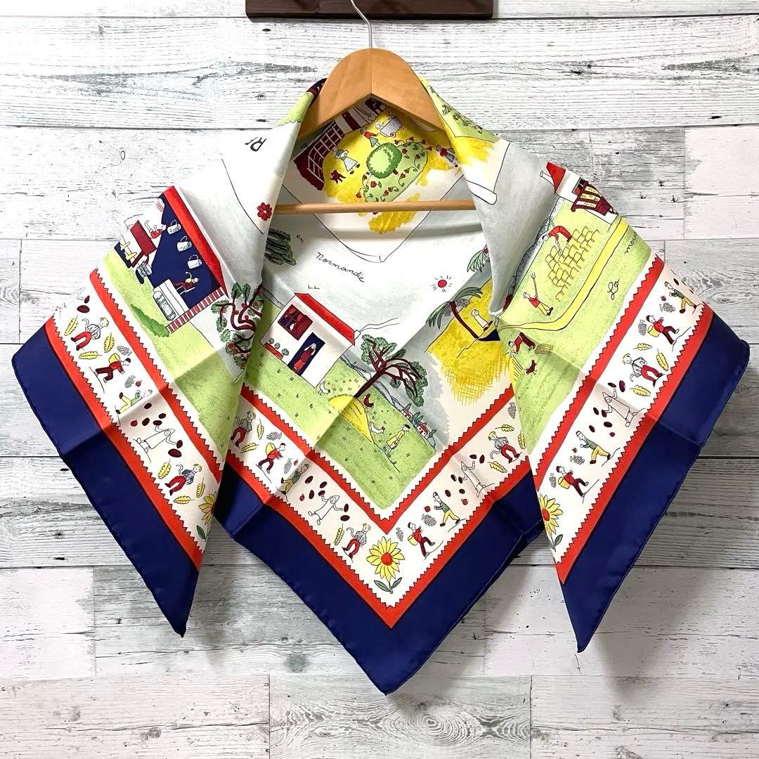 【新品未使用】HERMES スカーフ カレ90 故郷に帰る 総柄