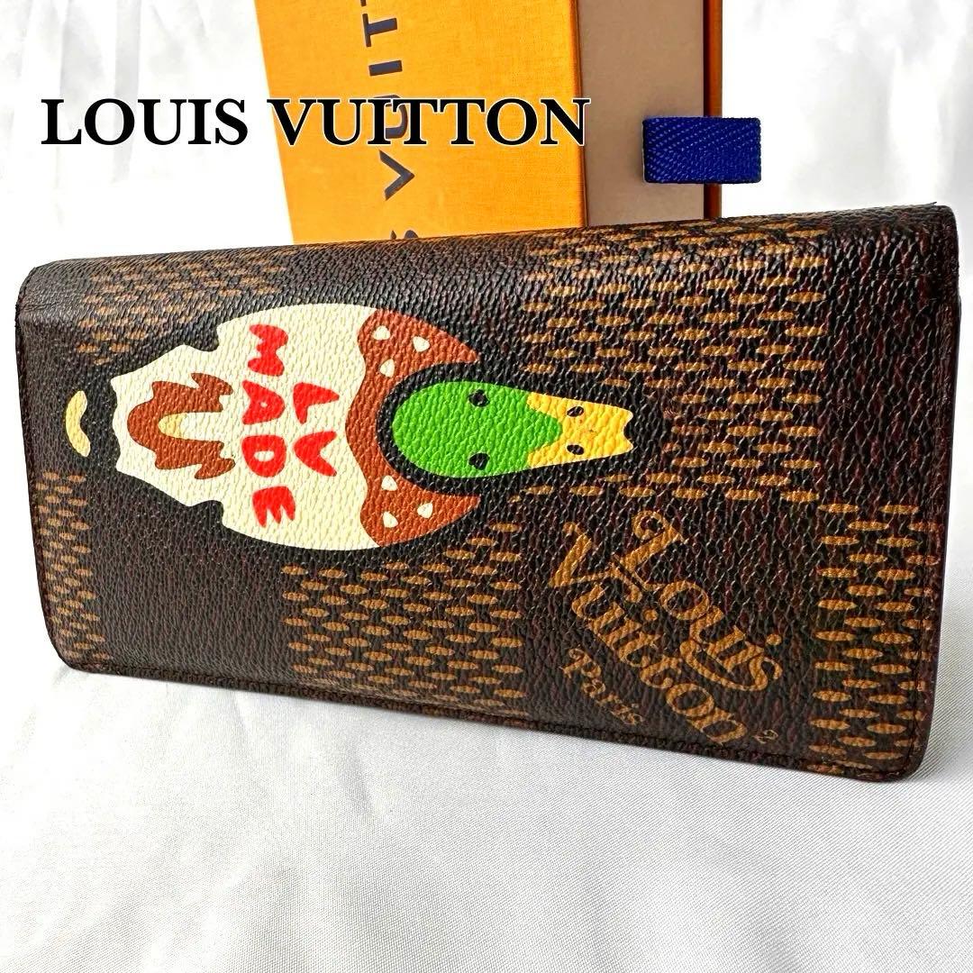 【美品】ルイヴィトン 長財布 ブラザ ダミエ ジャイアントNIGOコラボ 箱付き