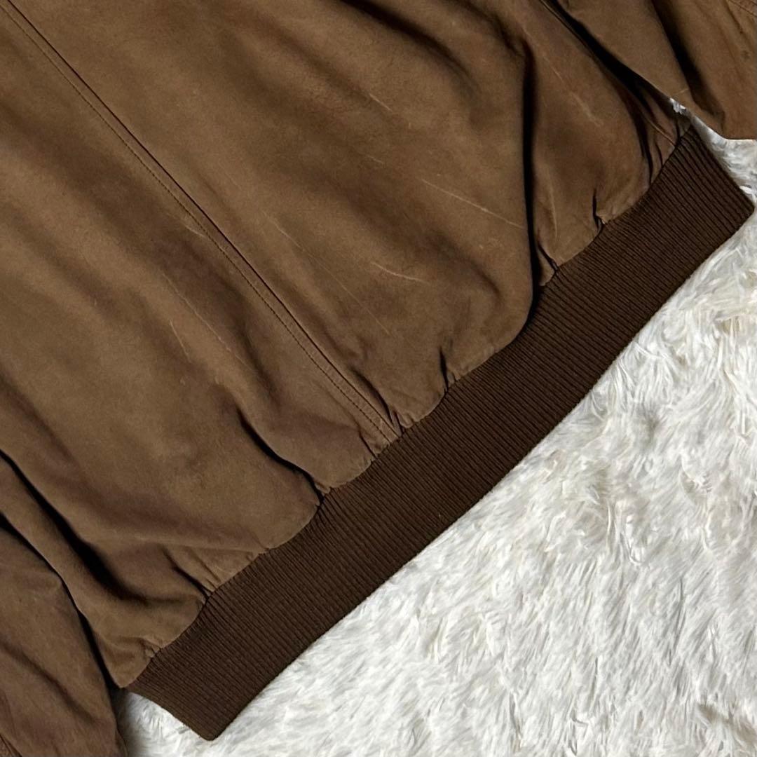 希少✨ A−2タイプ フライトジャケット 本革 スエード 総柄裏地 ブラウン系