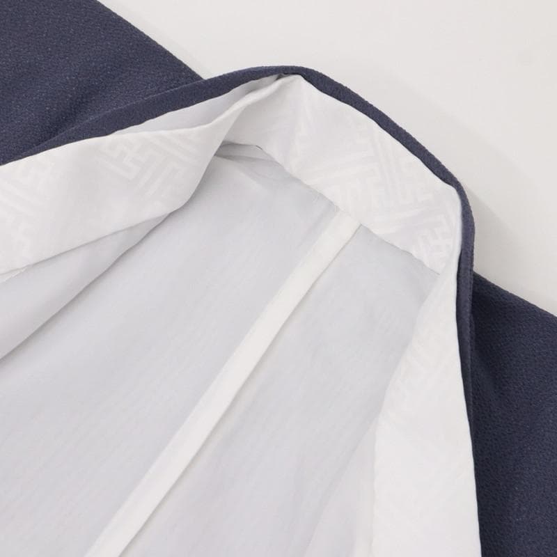 七五三羽織袴着物セット＊男児　3歳～　シンプル 紗綾 黒 灰青 化繊 9RH15