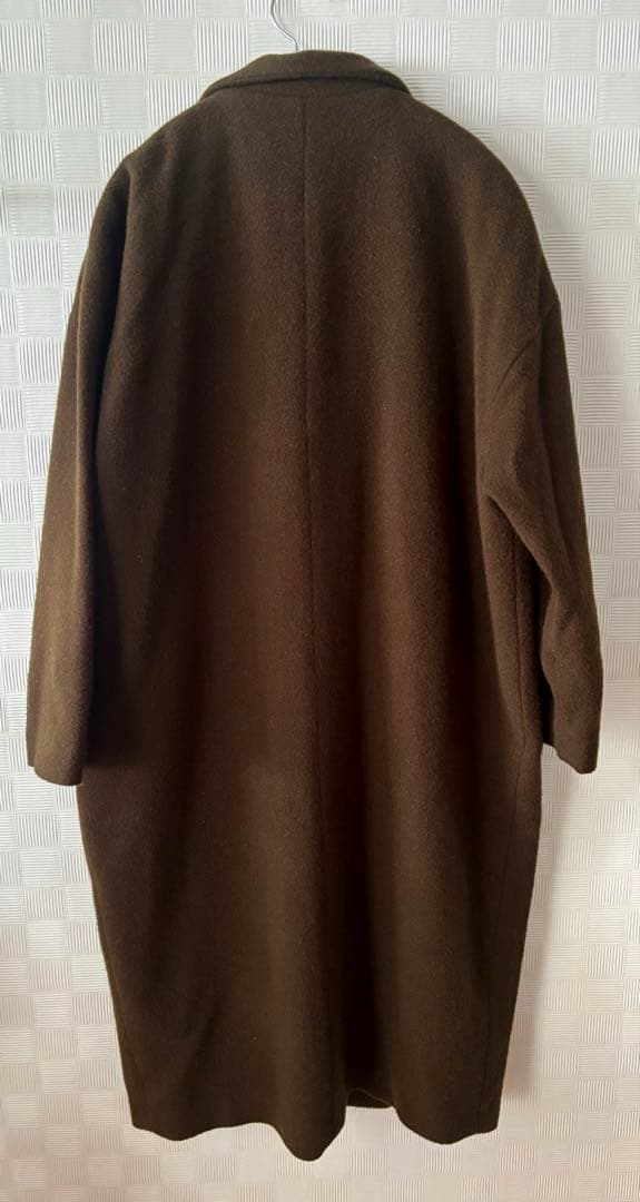 ミズイロインド　ウールブレンドスタンドカラーコート　カーキ　美品