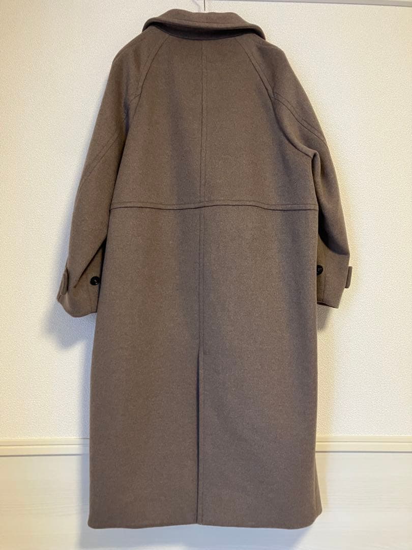 美品　シンプリシティエ Wビーバーコクーンスタンドカラー ロングコート ブラウン
