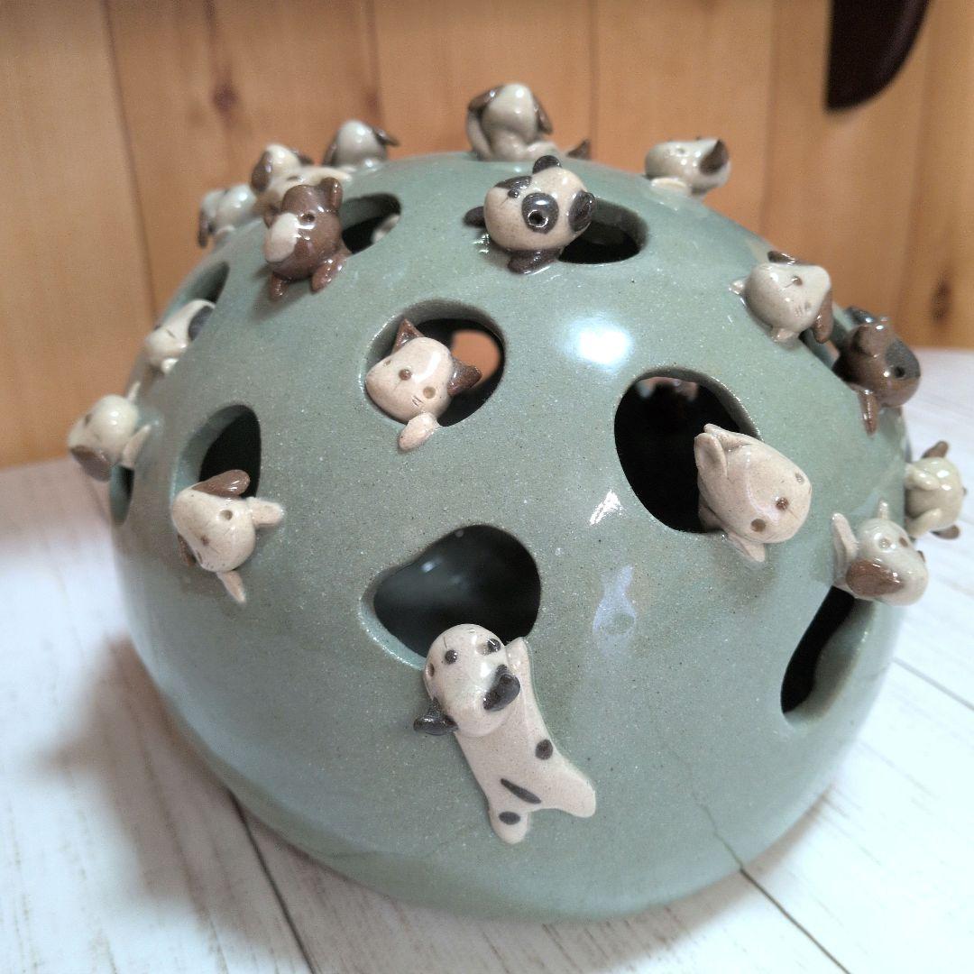 陶器置物　インテリア置物　花挿　動物陶器　犬　パンダ　猿　うさぎ　たぬき　熊　猫