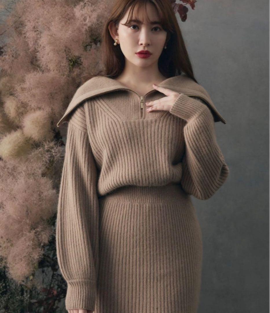 ワンピース Herlipto Half Zip Knit Mini Dress