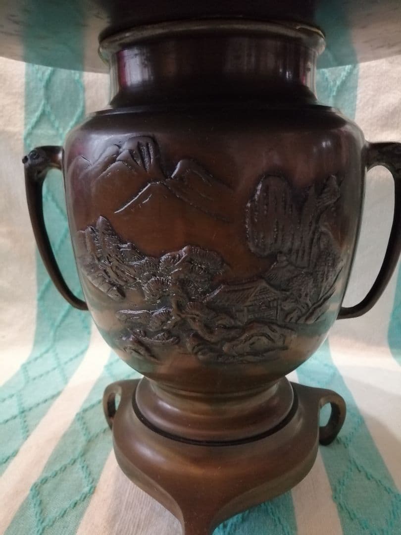 薄端　銅製花器　唐金製　池坊　花器　華道　いけばな