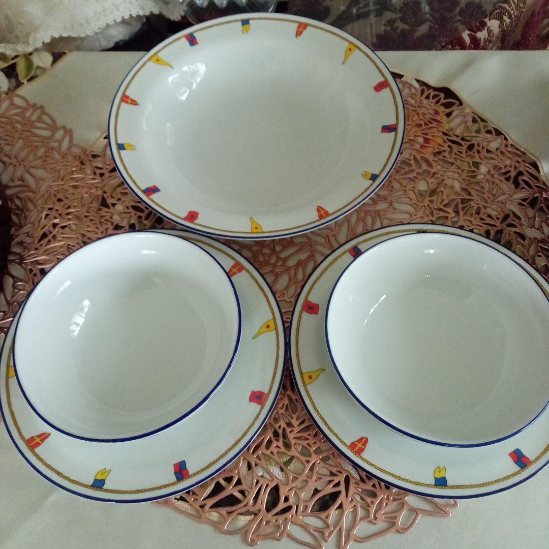 リチャードジノリクリッパース、計5.スープカプ皿2脚組深皿プレート1枚