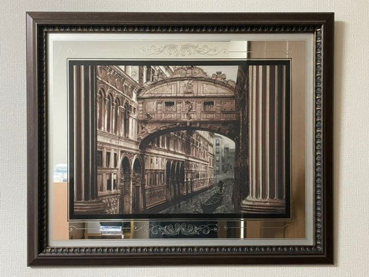 【入手困難】ビンテージパブミラー　希少品　イタリアベニス風景