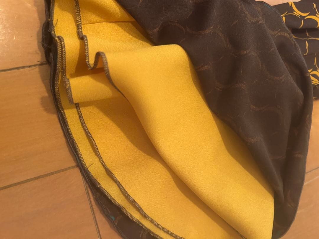 フラメンコ衣装ペチコート付き3点セット焦げ茶×辛子手作り中古美品