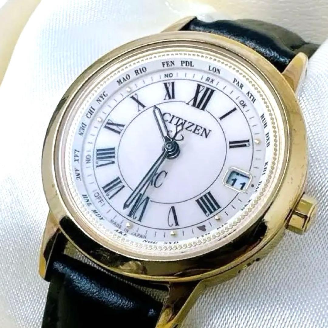 稼働　腕時計 シチズン クロスシー 電波ソーラー ローマン文字 付属品あり