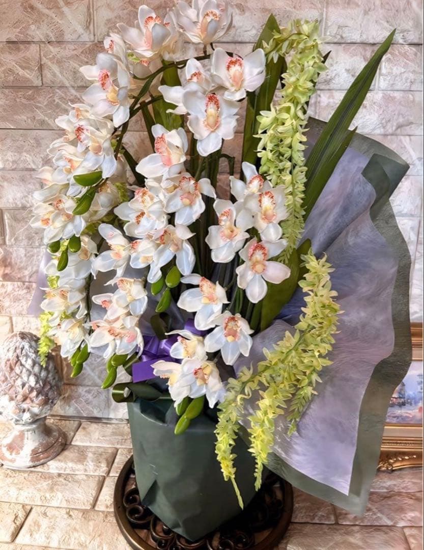 光触媒　人工観葉植物　フェイクグリーン　胡蝶蘭　シンピジューム６本立ち