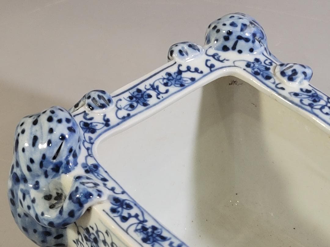 中国 染付 四方蝦蟇 筆洗 DT745