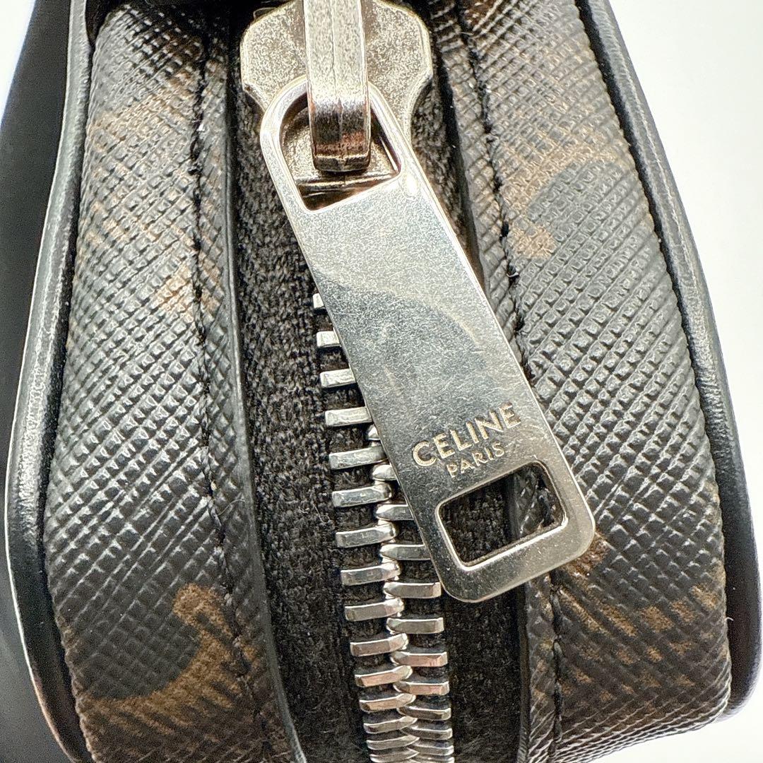 未使用級 セリーヌ トリオンフ ショルダーバッグ キャンバス ブラウン カーフ