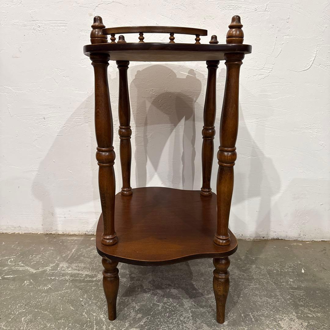 ヴィンテージ　木製サイドテーブル　ベッドサイドテーブル　花台