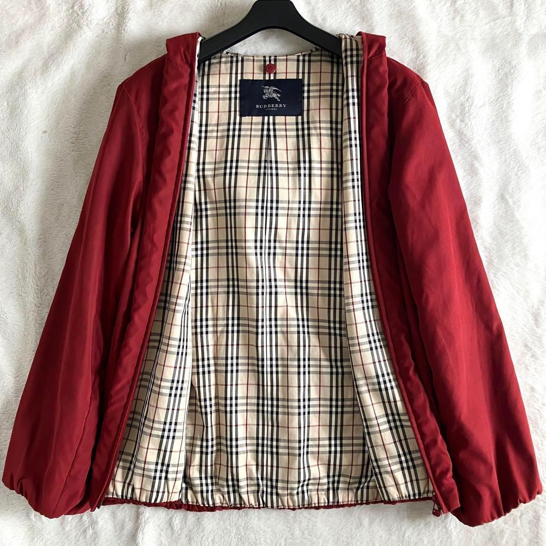 バーバリーロンドン 3way ノバチェック フーデッドブルゾン 9 ワインレッド