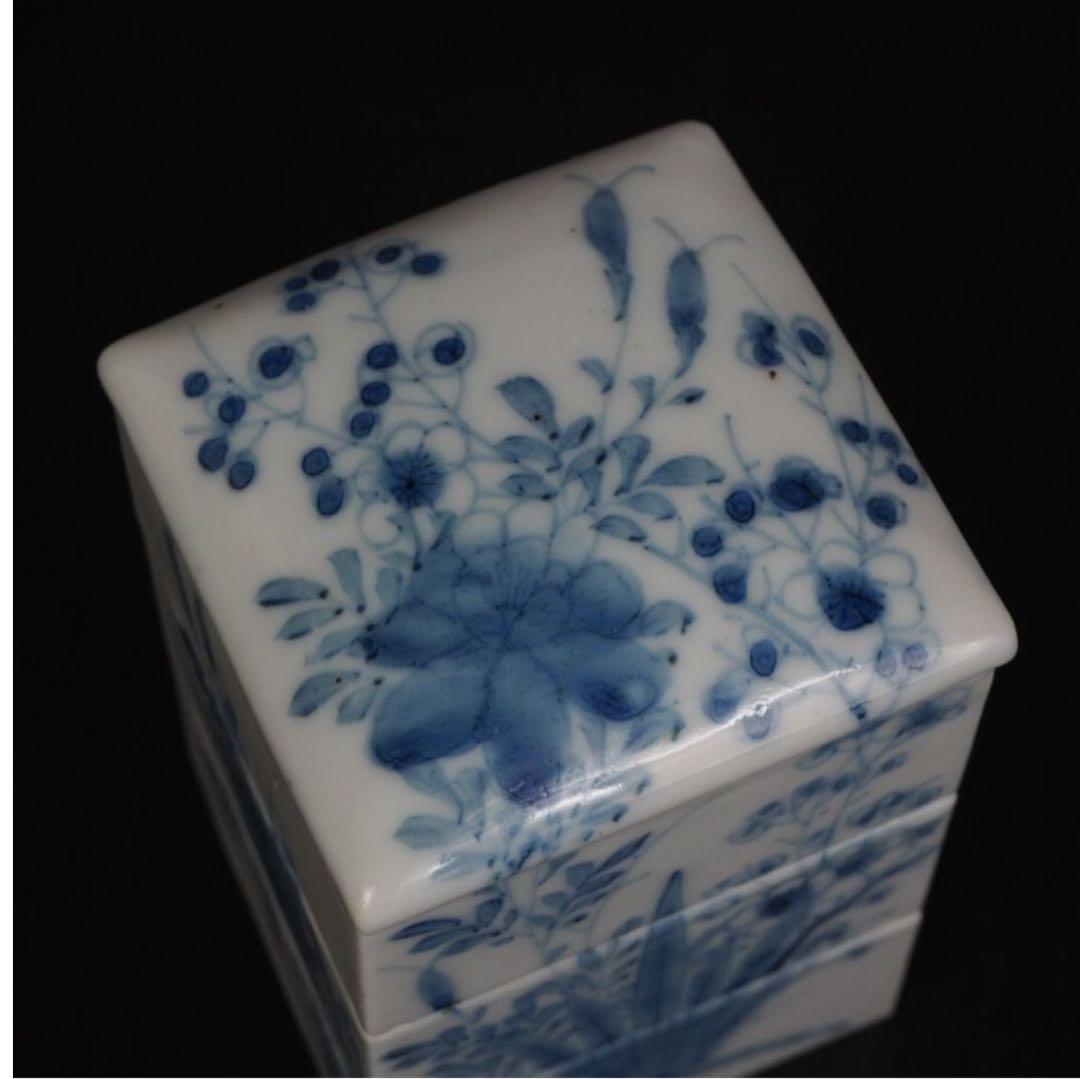 送料無料　江戸時代 　梅図三段重箱　ｈ12.5×7.5×7.5ｃｍ