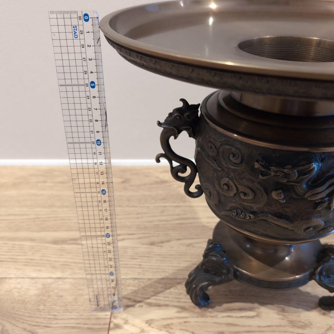 manchiドラゴン　龍　龍　彫刻 花器 皿型薄端 花器 花入 華道