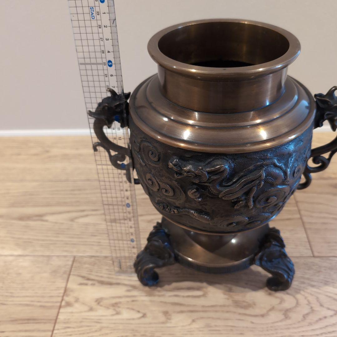 manchiドラゴン　龍　龍　彫刻 花器 皿型薄端 花器 花入 華道