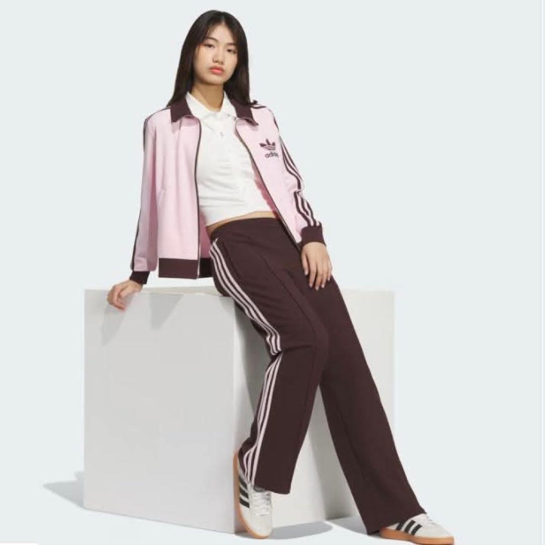 韓国限定⭐️新品S adidas トラックジャケット 刺繍ロゴ ピンク×ブラウン