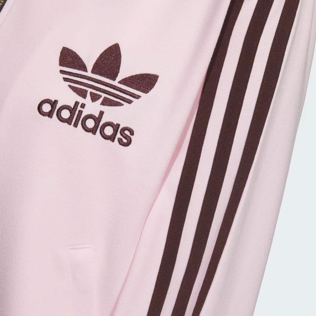 韓国限定⭐️新品S adidas トラックジャケット 刺繍ロゴ ピンク×ブラウン