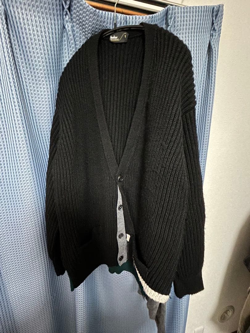 kolor 22aw レイヤードカーディガン　ブラック サイズ1