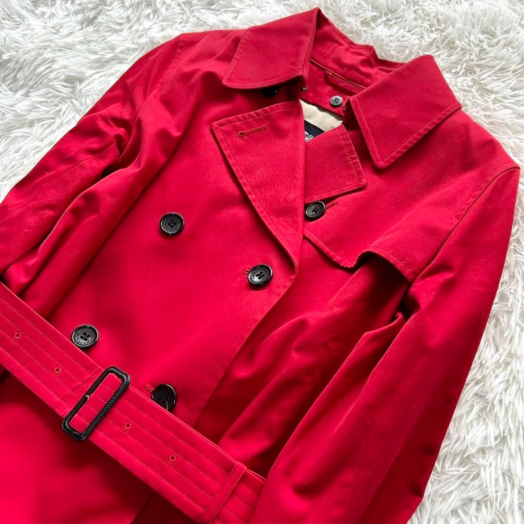 【美品】バーバリーロンドン　トレンチコート　ライナー付き　ロング丈　赤　M相当