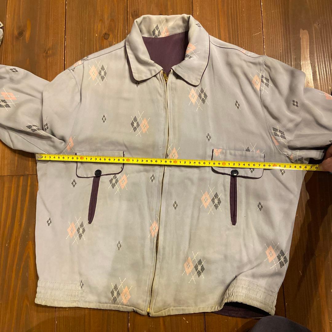 50s ダイヤ アーガイル レーヨン ギャバジャン ロカビリー ヴィンテージ