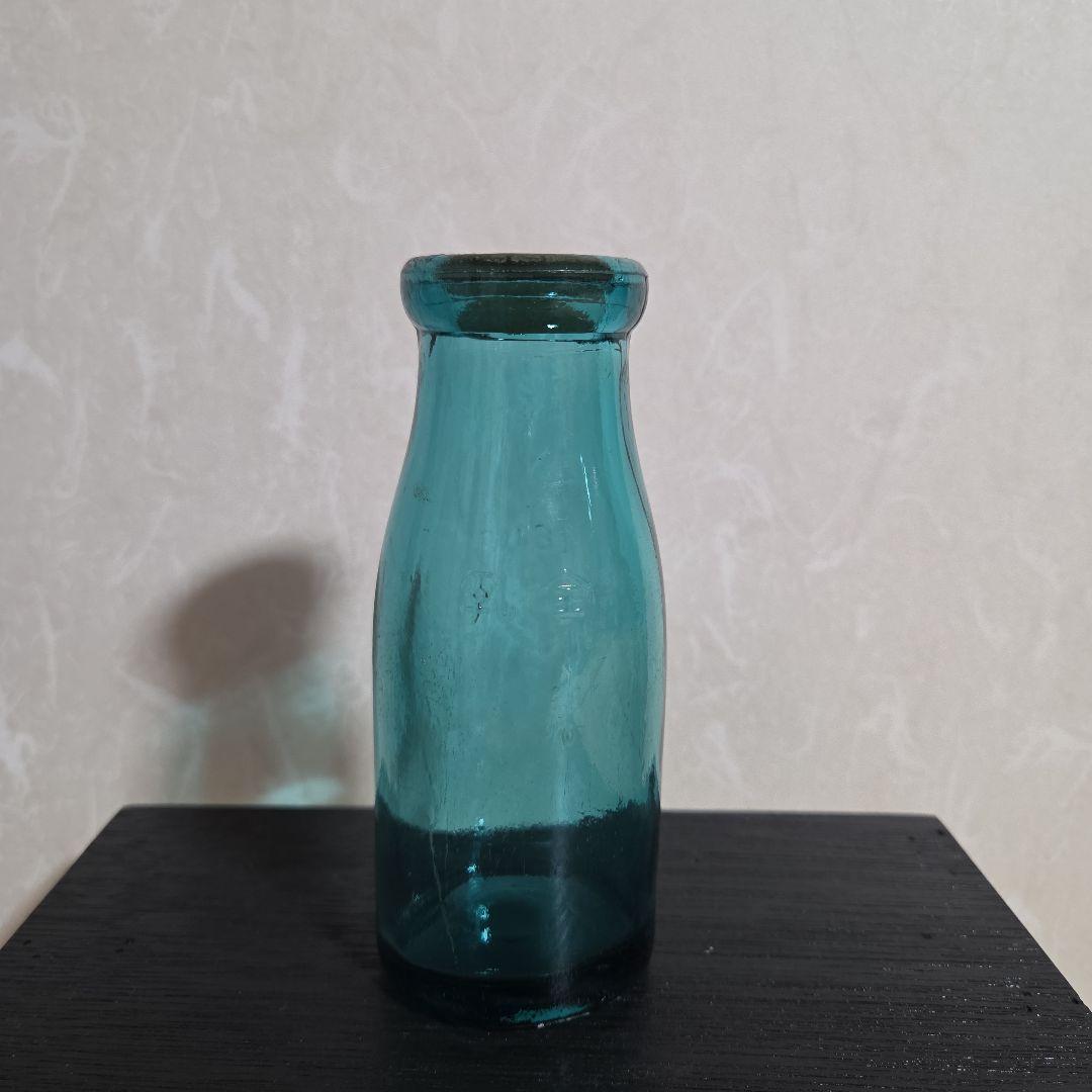 レトロ牛乳瓶 花巻ミルクプラント蓋付