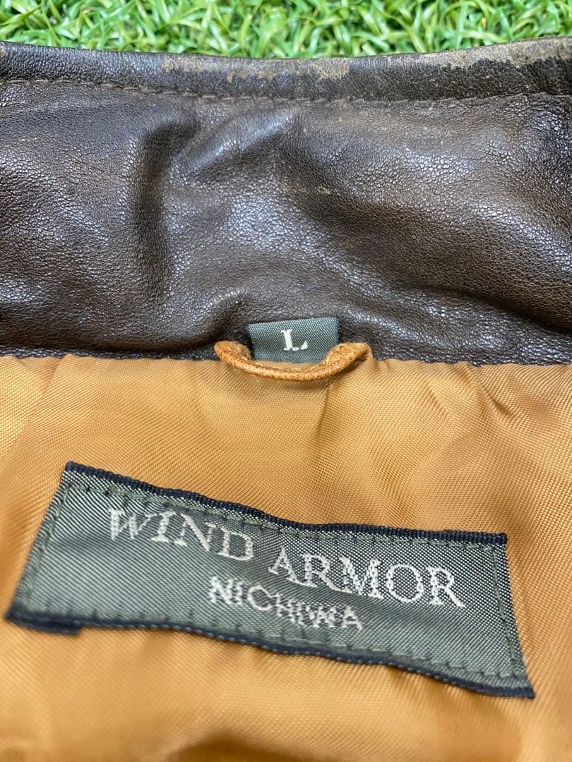 【極暖・希少】WIND ARMOR ニチワ 羊革 レザーダウンジャケット L