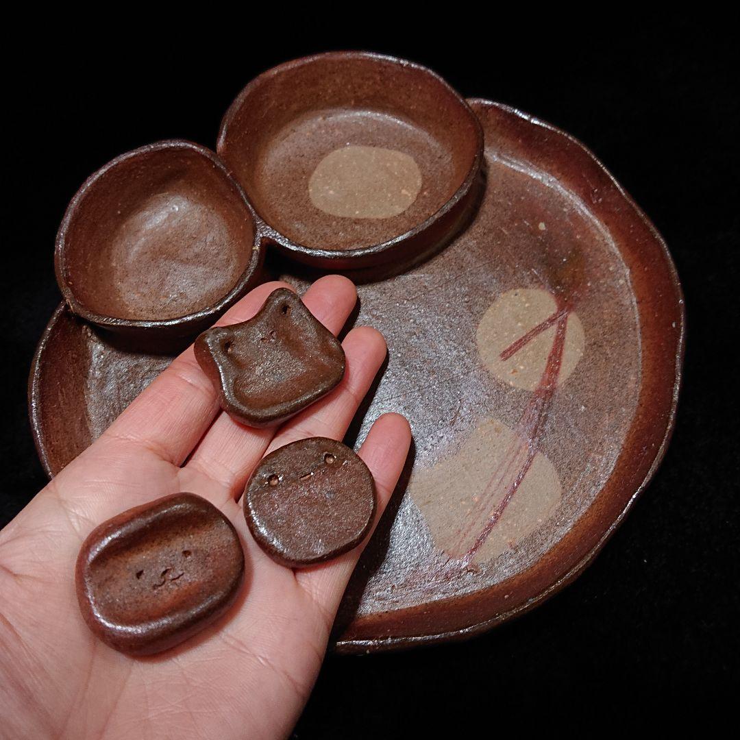 ●【236】136...仕切りプレート、箸置き3セット…備前焼