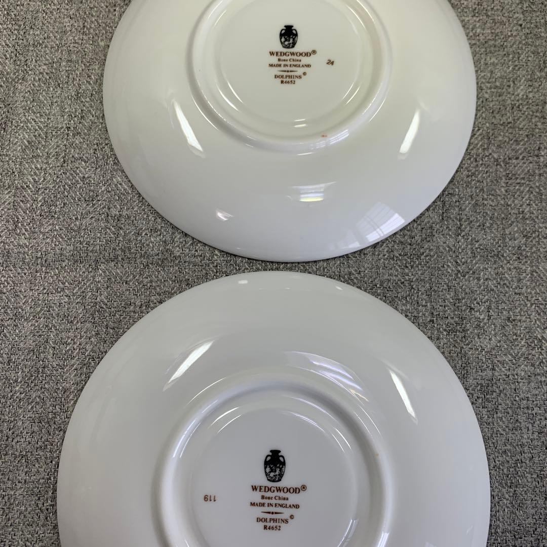 ウェッジウッド　ドルフィン　スープ　カップ＆　ソーサー　黒壺　ダブルハンドル