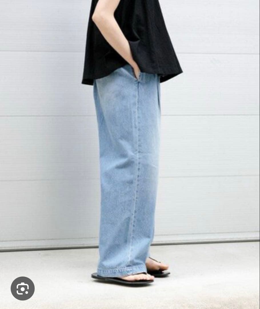 かぐれ フェードデニムイージーパンツ ライトインディゴブルー