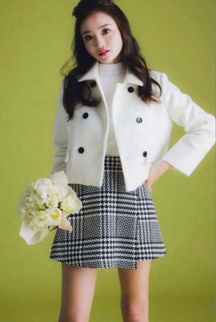 sheller シェリエ ポイント ボタン キュロット 千鳥柄