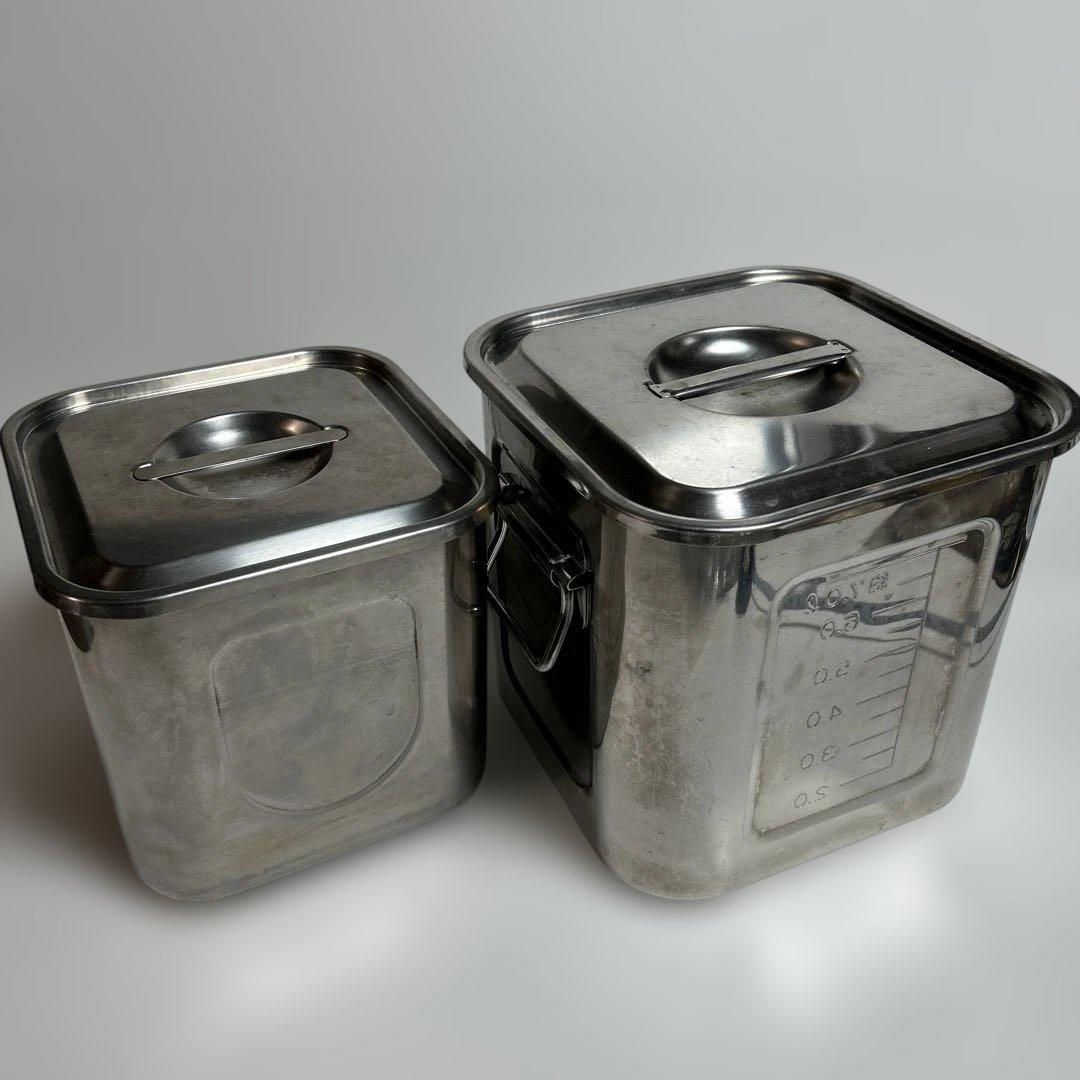 目盛付角型キッチンポットコイヌ印 ストッカー 保存容器ステンレス蓋付 27cm