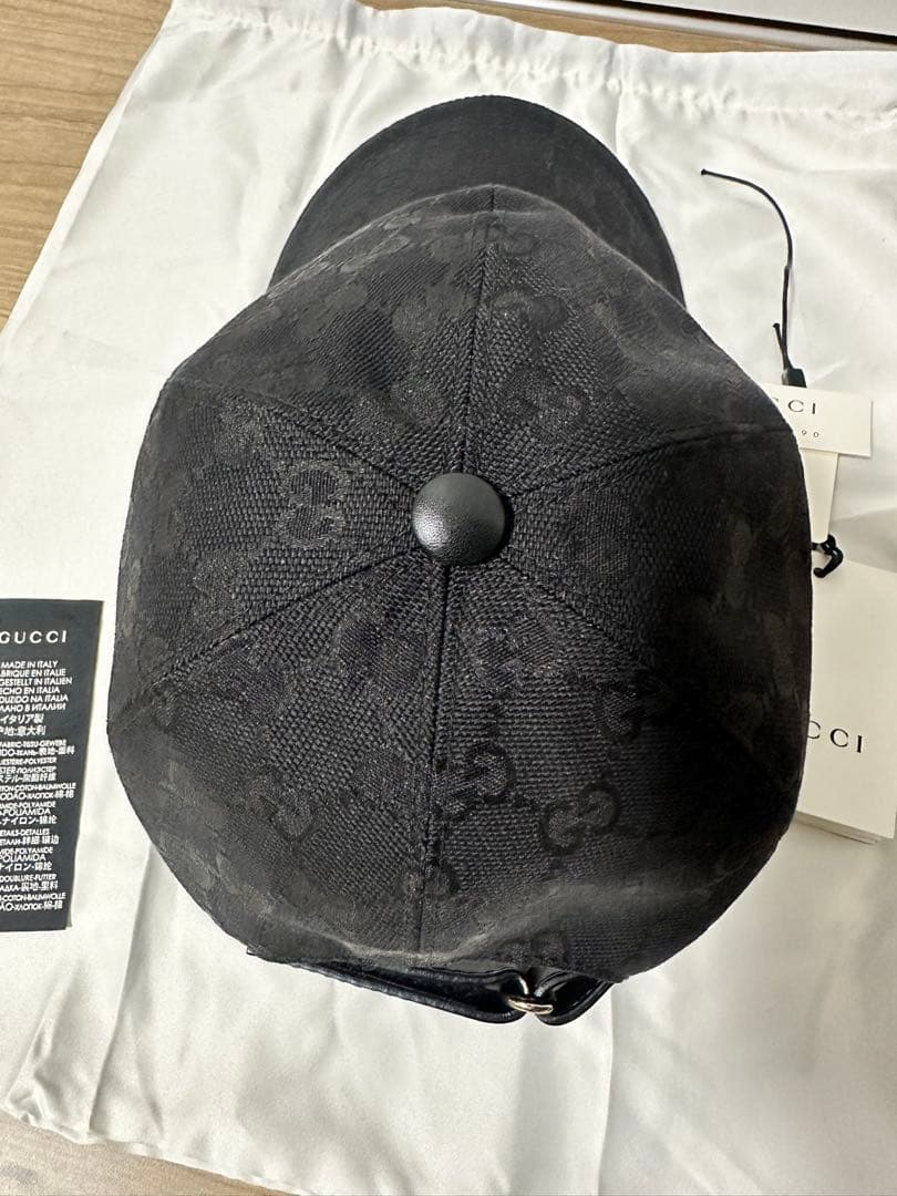 GUCCI ブラック GGパターン キャップ Sサイズ