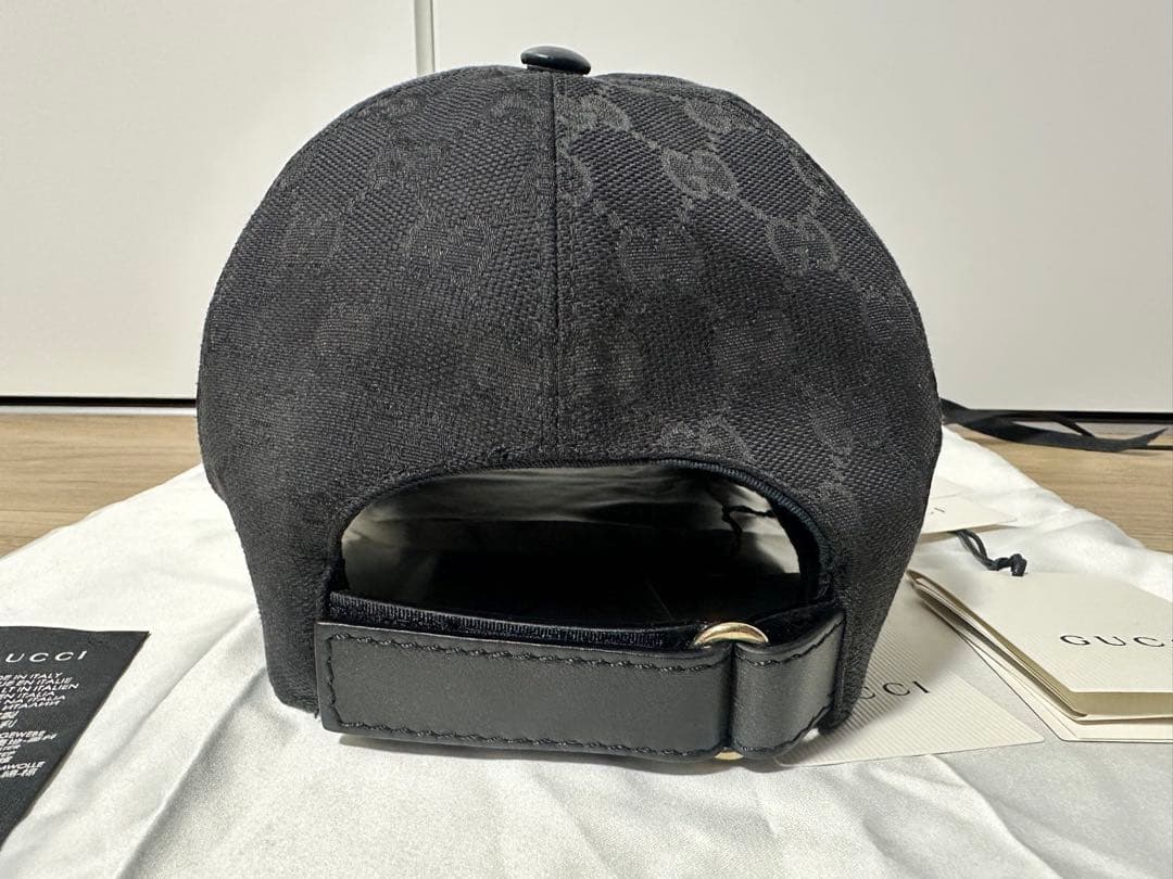 GUCCI ブラック GGパターン キャップ Sサイズ