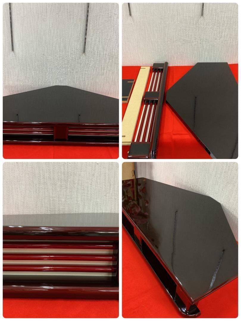 F22 高級塗り台と屏風のみ　台巾75㎝位　ひな人形飾り台　親王飾り