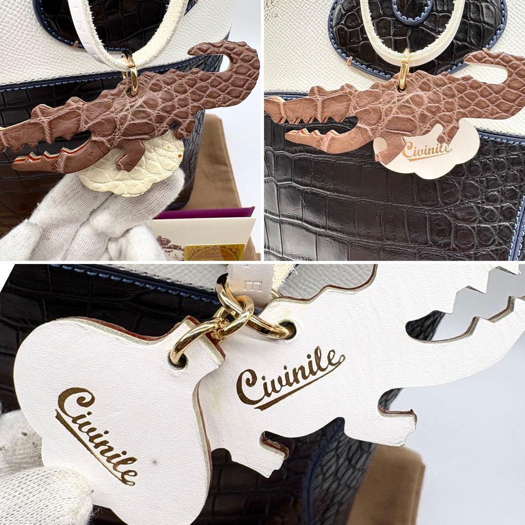 CIVINILE チビナイル トートバッグ 本クロコダイル ジータ チャーム付き