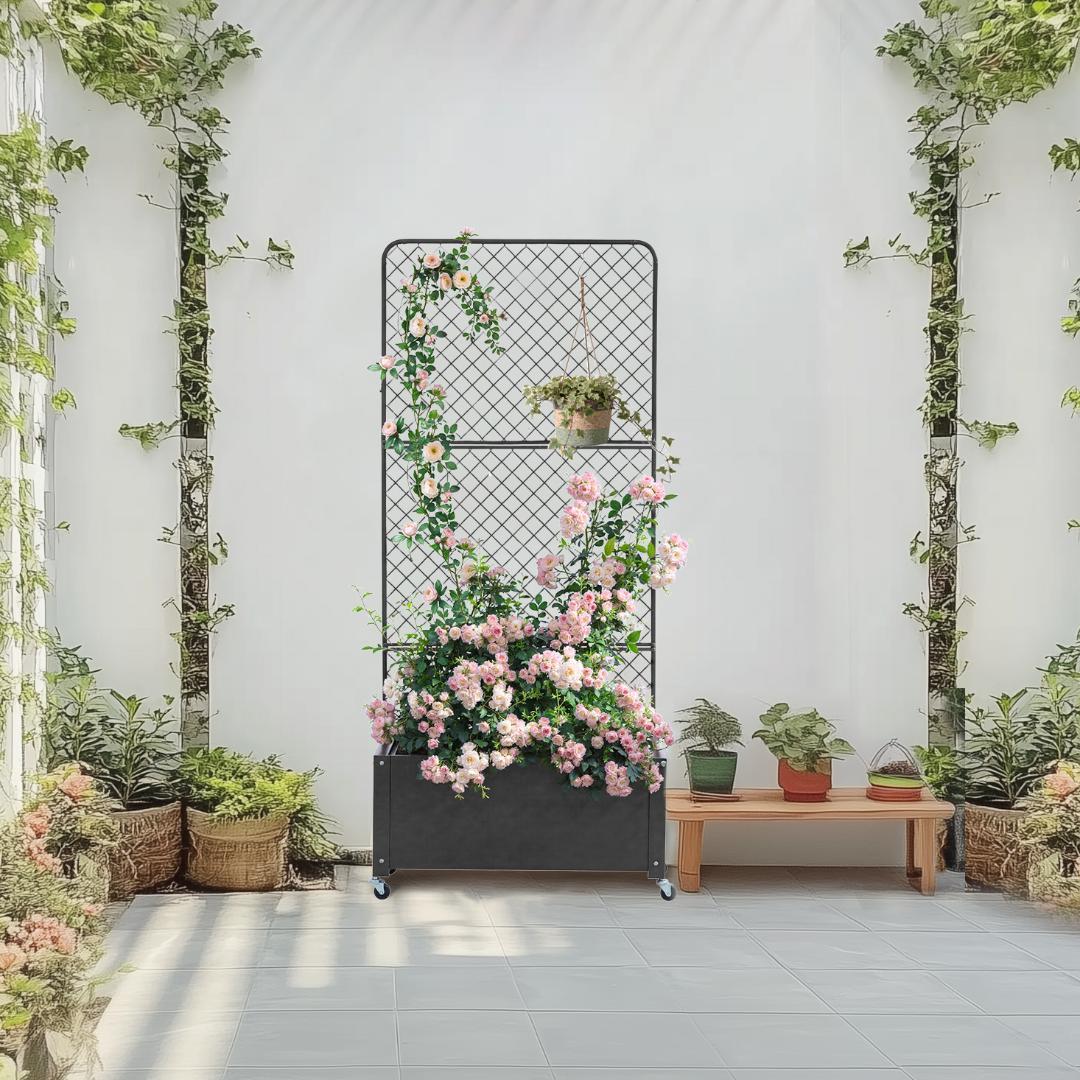 L70×W30×H160 フェンス プランター付 目隠し キャスター付 簡単設置