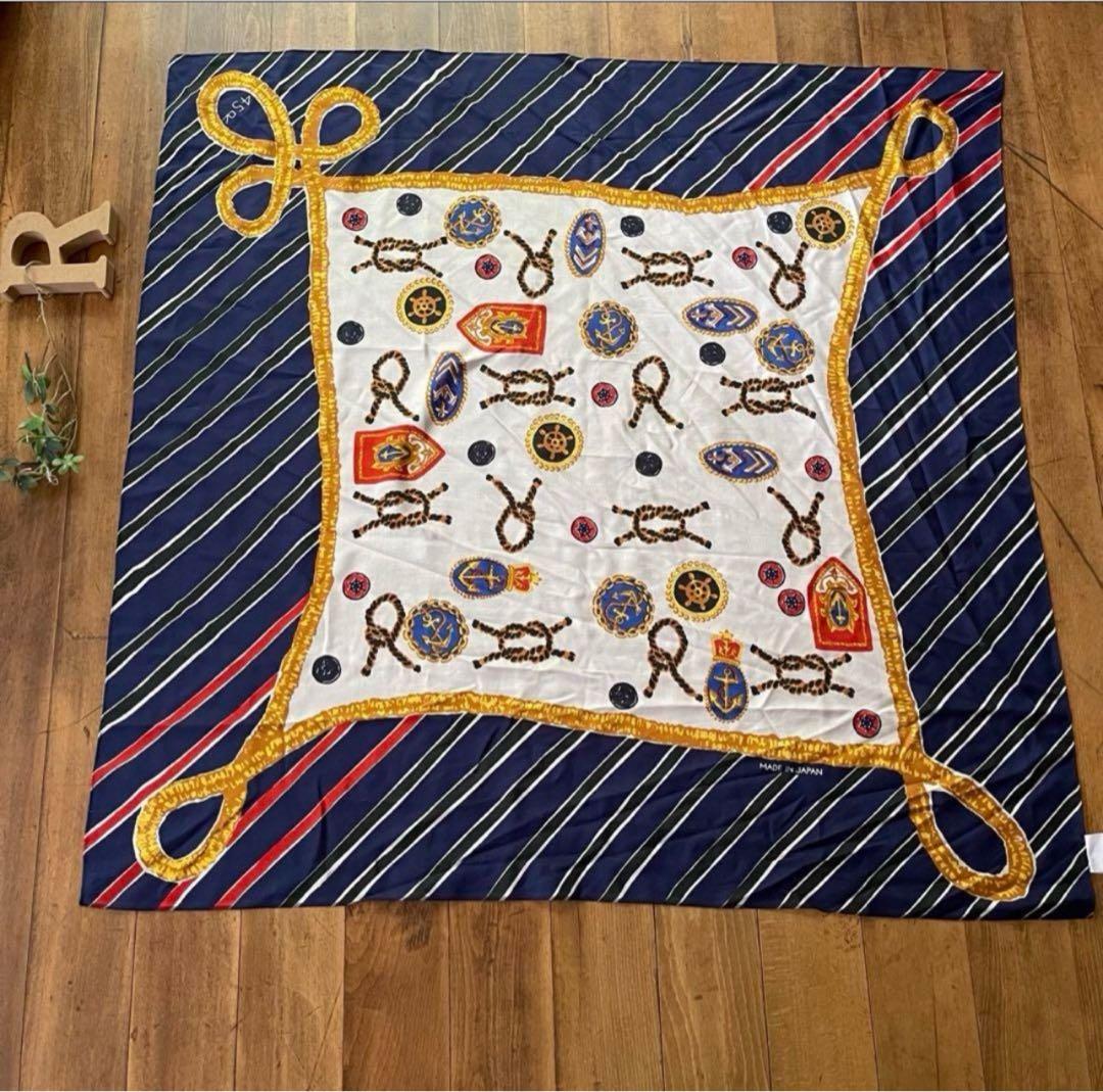 新品タグ 45R 大判 マリン スカーフ 45rpm