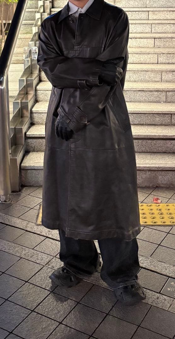 【希少】christian dior レザーロングコート　8〜90's 羊革