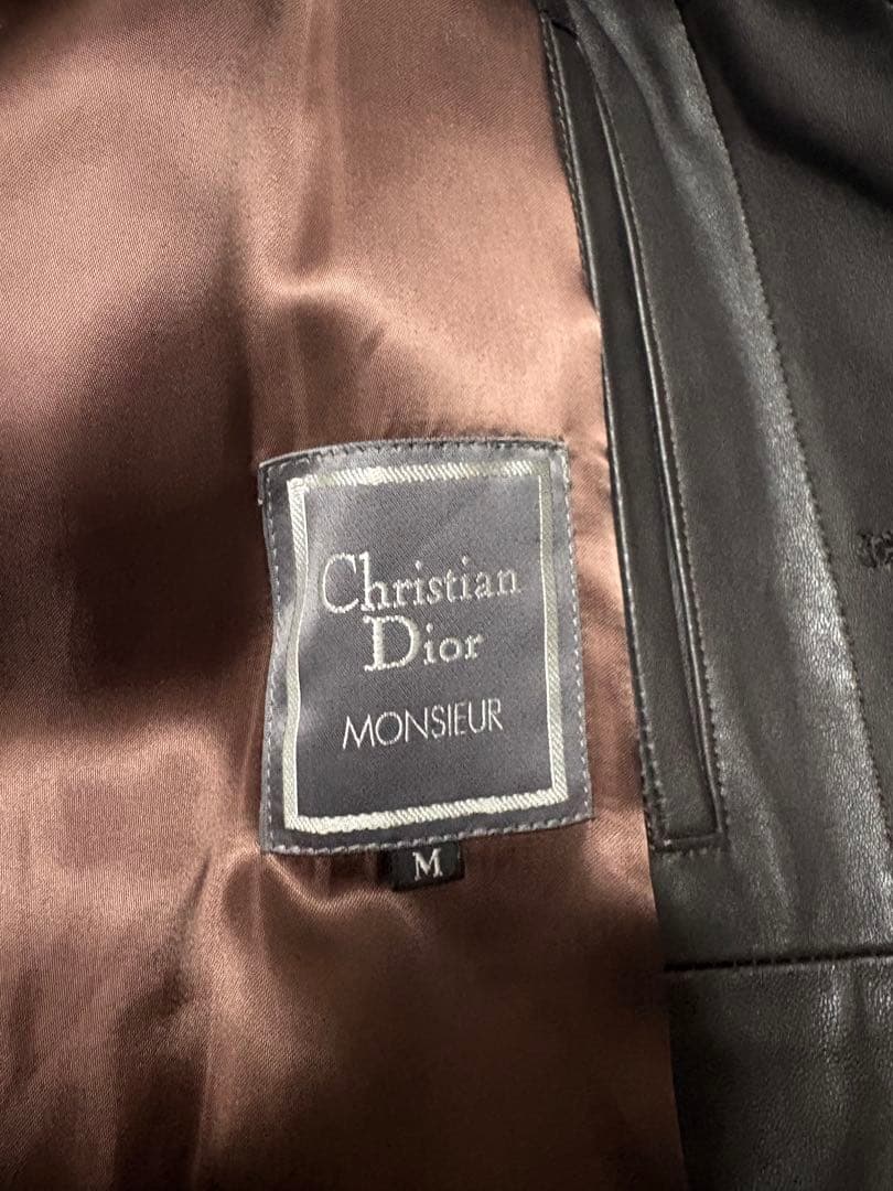 【希少】christian dior レザーロングコート　8〜90's 羊革