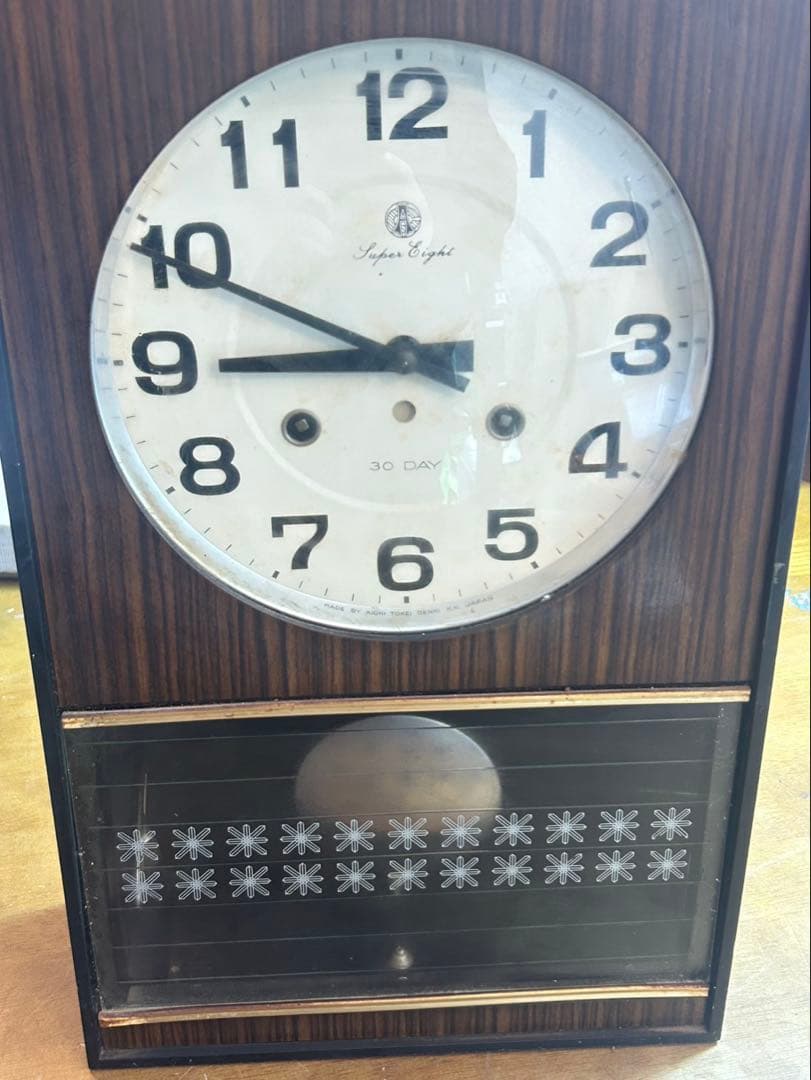 愛知時計 30DAY 振り子時計 木製 昭和レトロ 掛け時計 動作確認済み
