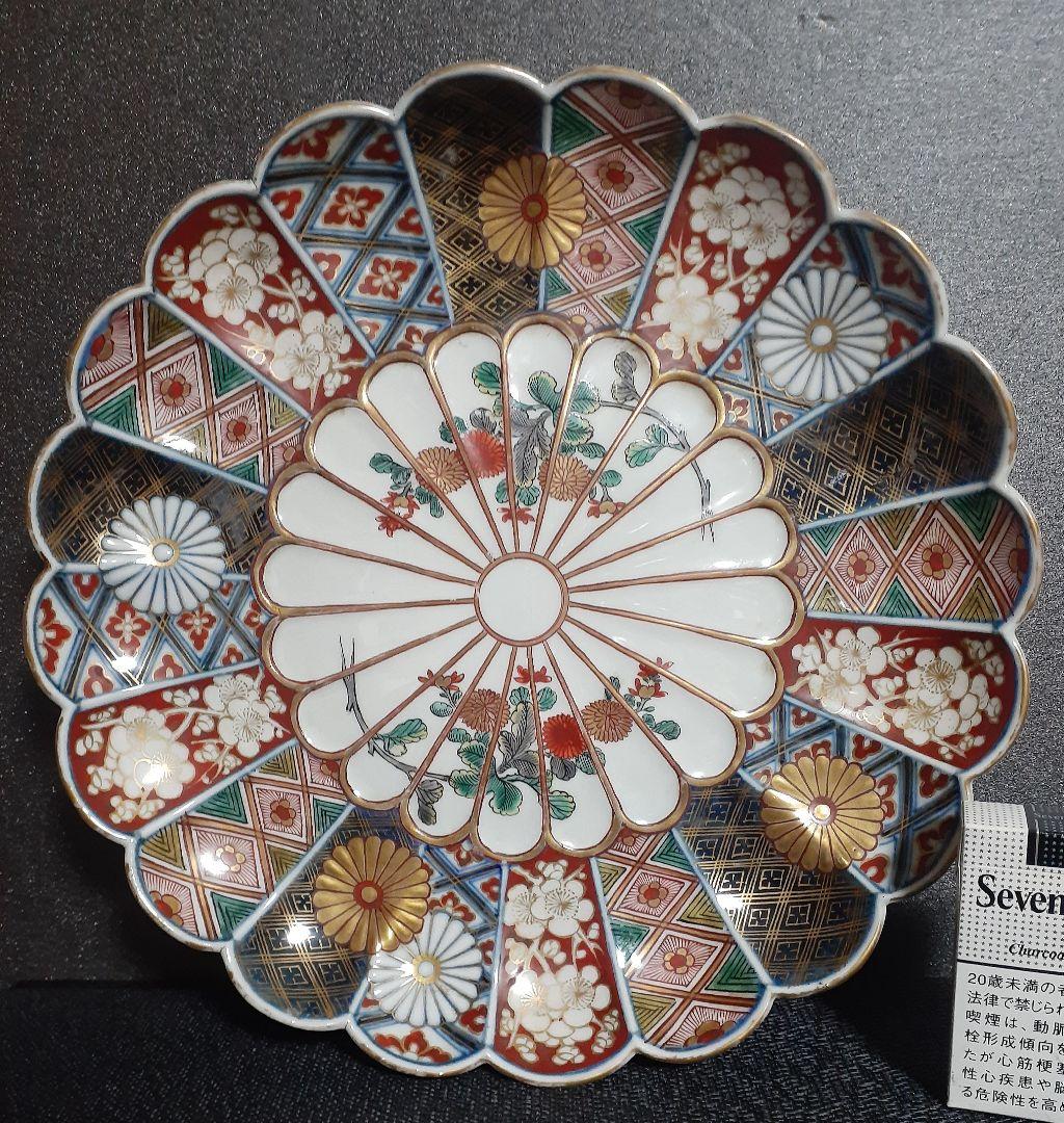 【絢爛豪華❗】【最上級❗️】江戸末期～明治初期　大聖寺伊万里　金襴手　鎬造り大皿