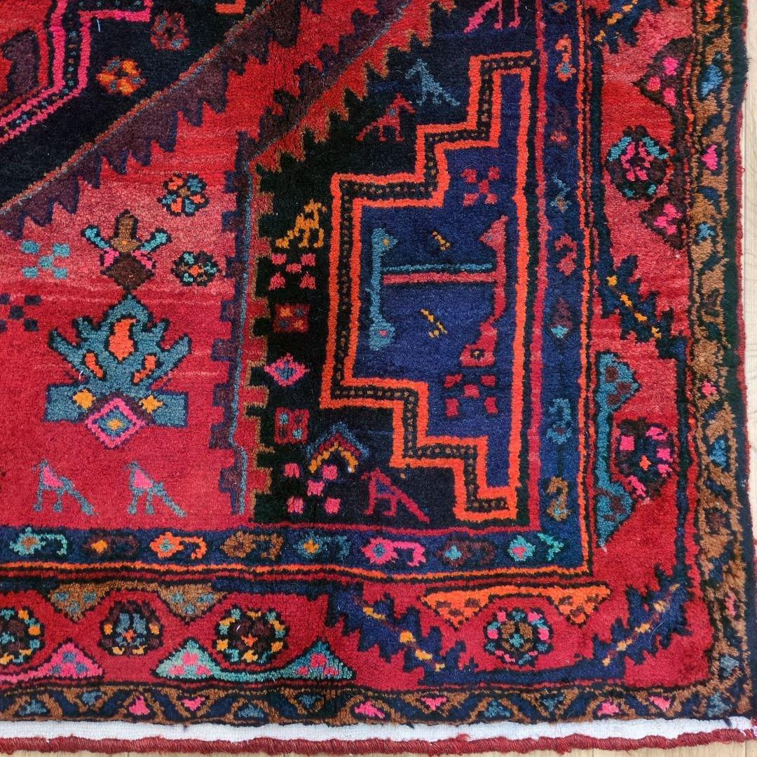 ペルシャ絨毯 267x140 手織り 美術品 草木染 ハマダン産クリーニング済み