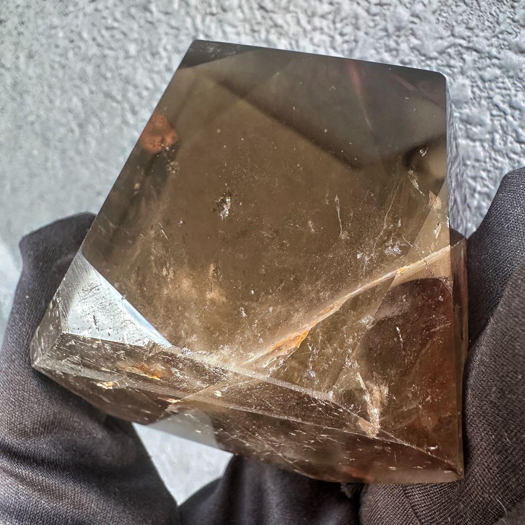 【金運· 魔除 ·浄化】レインボー☆煙水晶スモーキークォーツ六角柱原石A1293