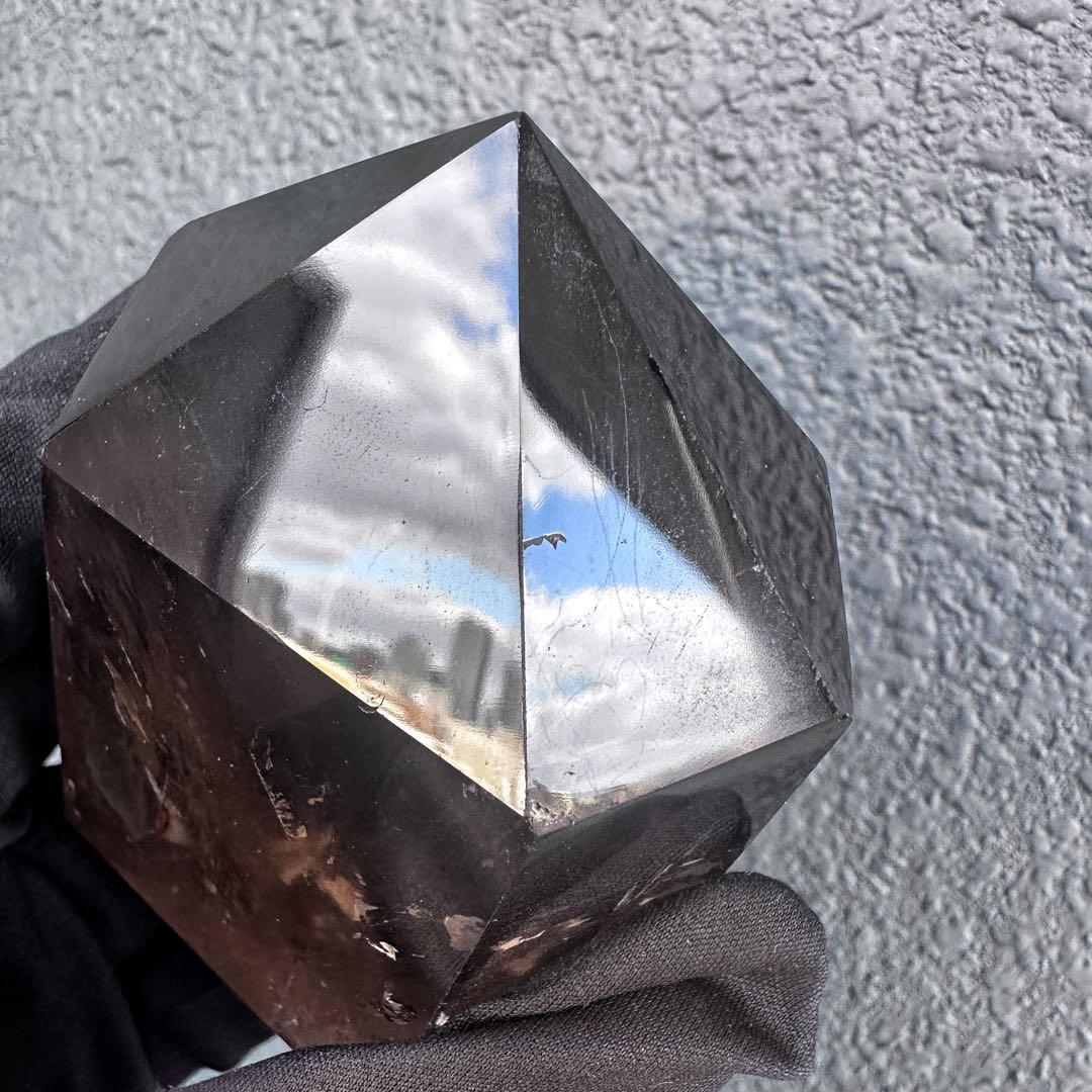 【金運· 魔除 ·浄化】レインボー☆煙水晶スモーキークォーツ六角柱原石A1293