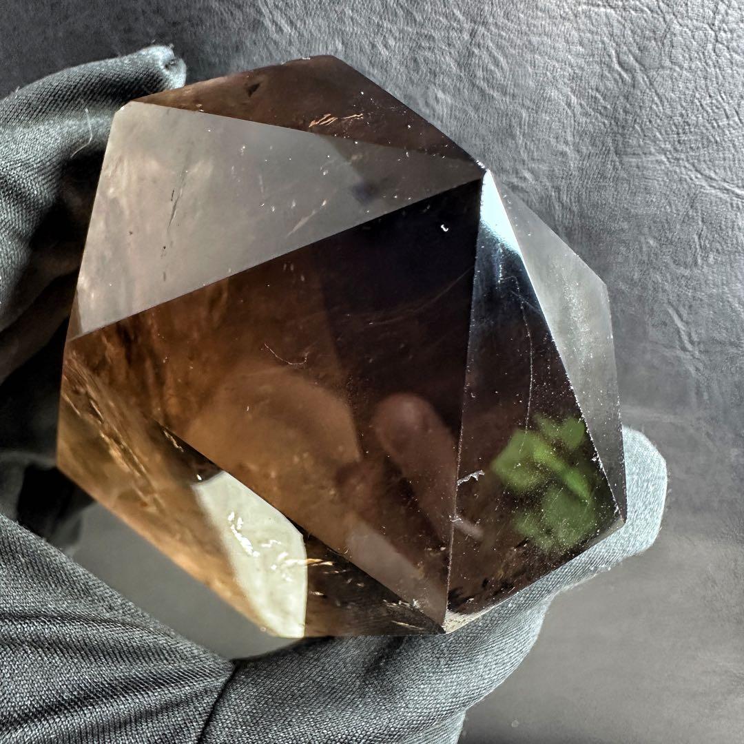 【金運· 魔除 ·浄化】レインボー☆煙水晶スモーキークォーツ六角柱原石A1293