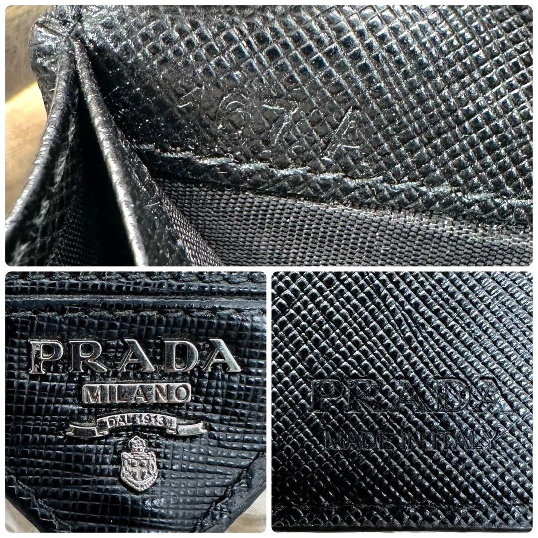 【美品】プラダ 長財布 二つ折り財布 ブラック サフィアーノ