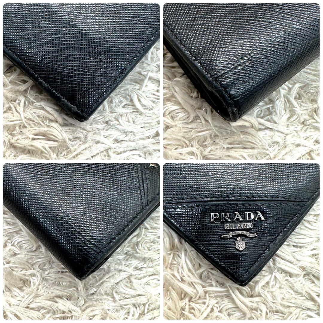【美品】プラダ 長財布 二つ折り財布 ブラック サフィアーノ