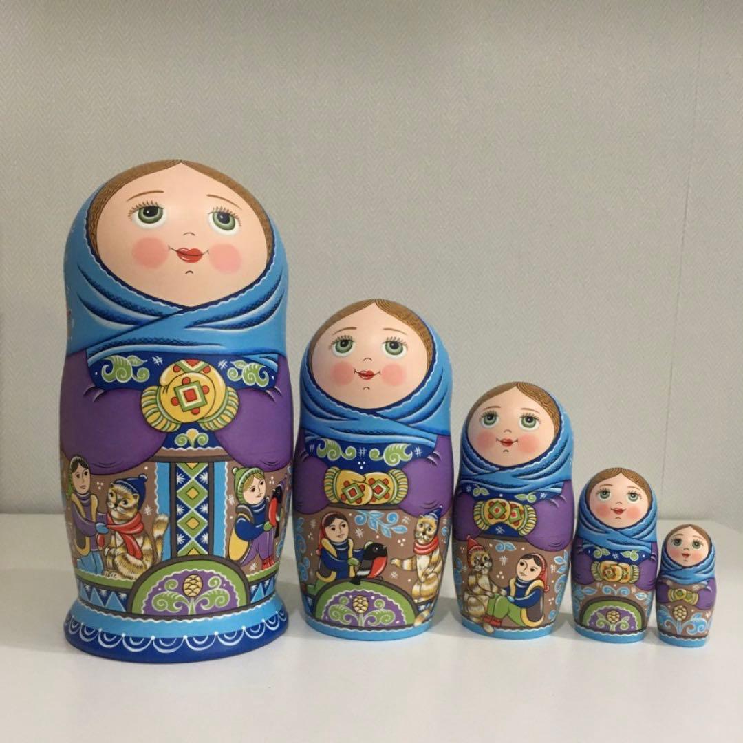 【30ロシア雑貨☆マトリョーシカ『Russian Winter』5Pオリガ作